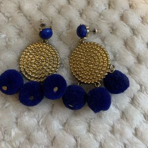 Blue Pom Pom dangle earrings